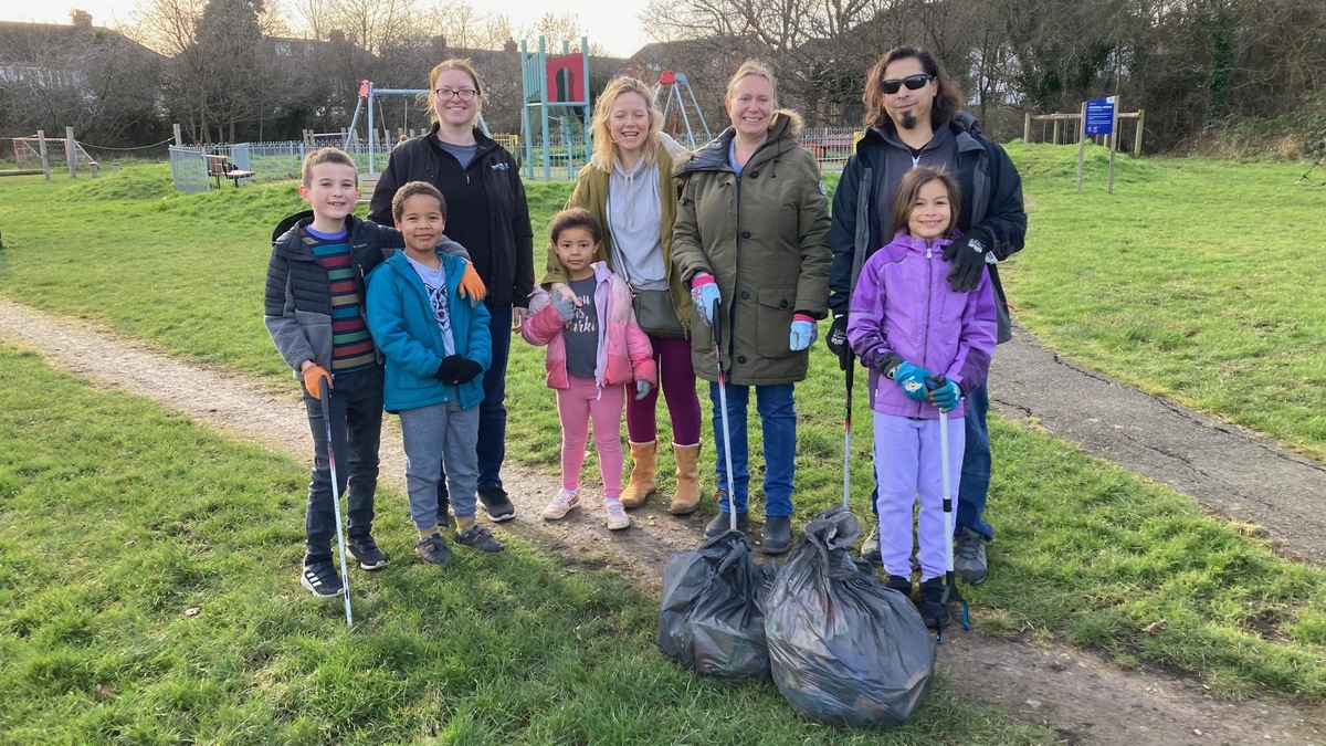 Group in the Open Space Litter Picking 